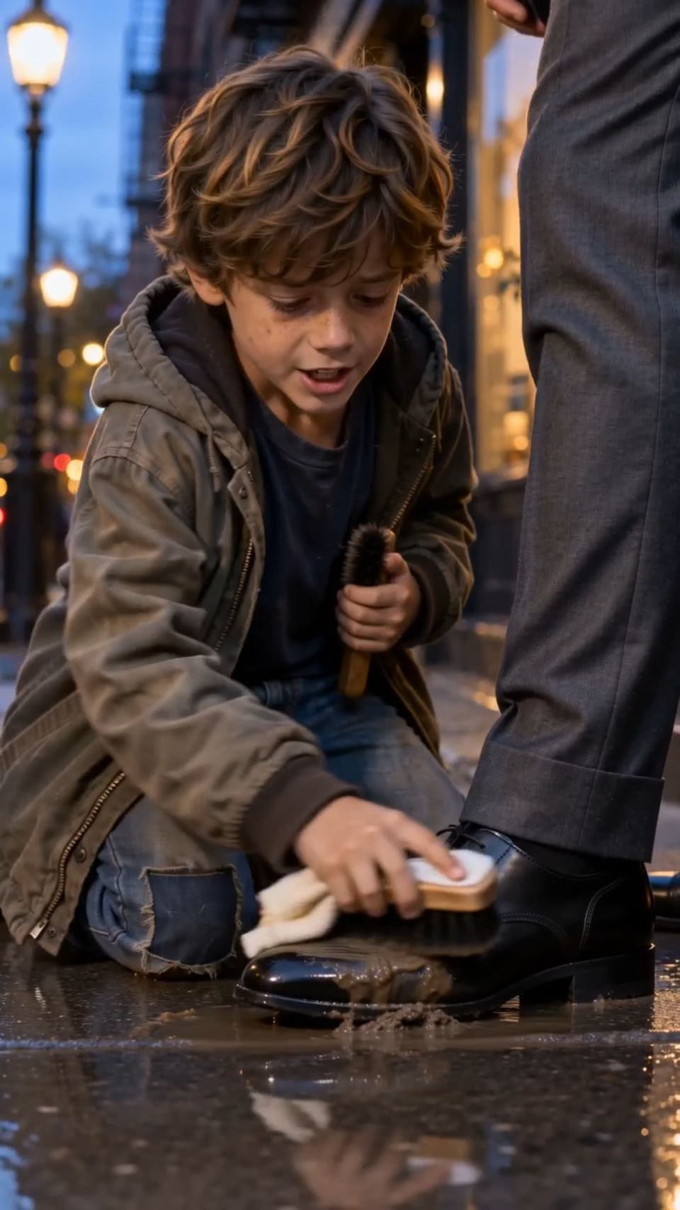 The Boy Who Shined a Stranger's Shoes in the Rain